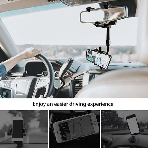 Telephone Car Holder 360 Degree Rotating Stand Rearview Mirror GPS Navigation Auto Phone Support Multifunctional Phone Holder